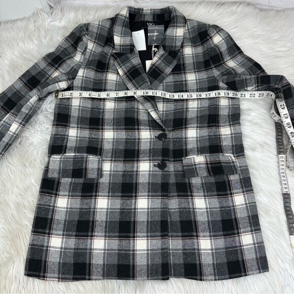 VICI x Fate Women's NWT Black Plaid Wool Preppy Two Button Career Blazer Med/C41 - Picture 9 of 10